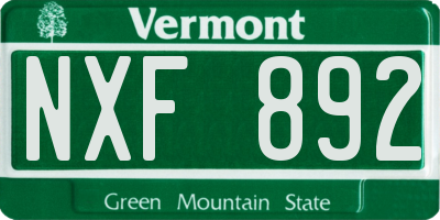 VT license plate NXF892