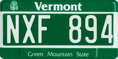 VT license plate NXF894