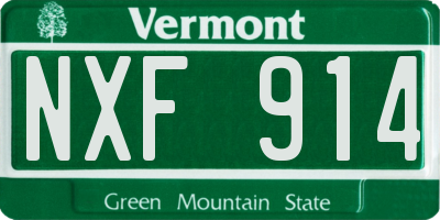 VT license plate NXF914