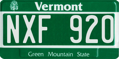 VT license plate NXF920