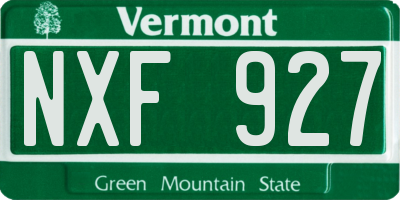 VT license plate NXF927