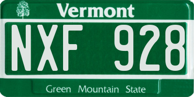 VT license plate NXF928