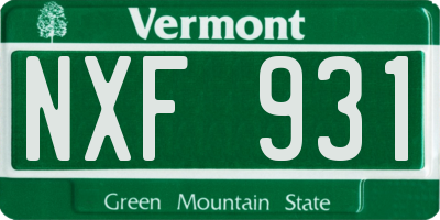 VT license plate NXF931