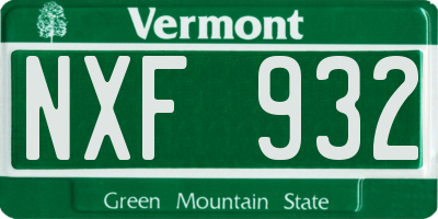 VT license plate NXF932