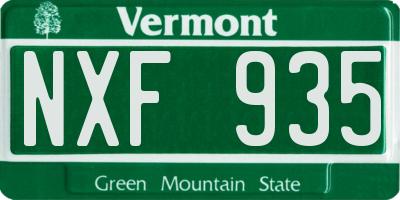 VT license plate NXF935