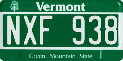 VT license plate NXF938