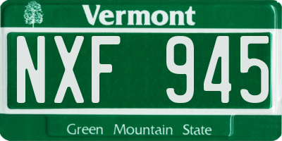 VT license plate NXF945