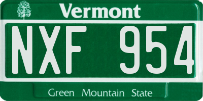 VT license plate NXF954