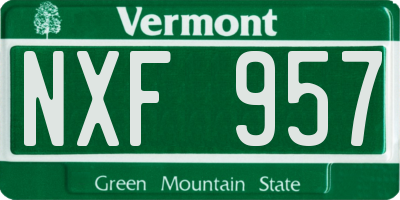 VT license plate NXF957
