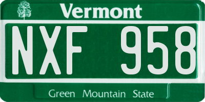 VT license plate NXF958