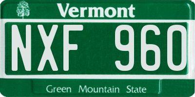 VT license plate NXF960