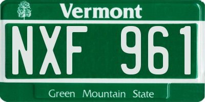 VT license plate NXF961