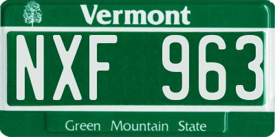 VT license plate NXF963