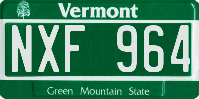 VT license plate NXF964