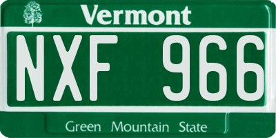 VT license plate NXF966