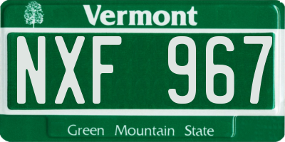 VT license plate NXF967