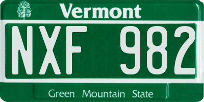 VT license plate NXF982