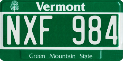 VT license plate NXF984