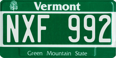 VT license plate NXF992