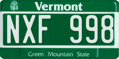 VT license plate NXF998