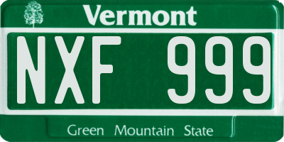 VT license plate NXF999