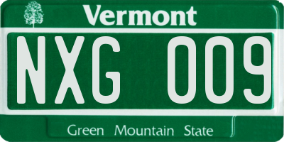 VT license plate NXG009