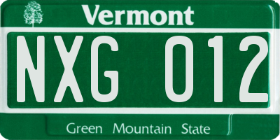 VT license plate NXG012
