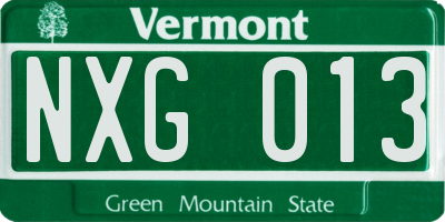 VT license plate NXG013