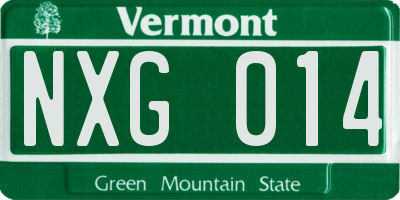 VT license plate NXG014