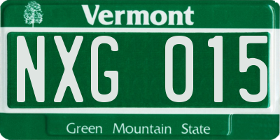 VT license plate NXG015