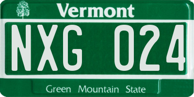 VT license plate NXG024