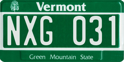 VT license plate NXG031