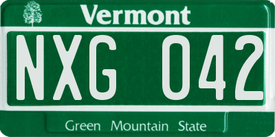 VT license plate NXG042