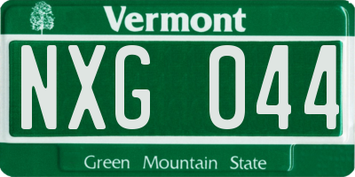 VT license plate NXG044