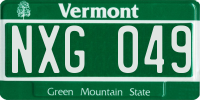 VT license plate NXG049