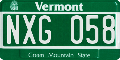 VT license plate NXG058