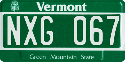 VT license plate NXG067
