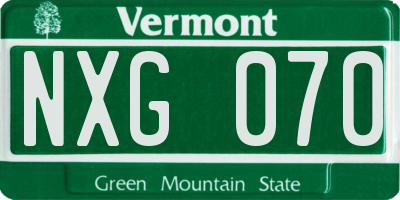 VT license plate NXG070