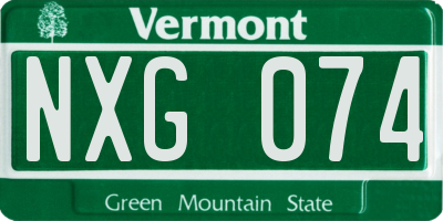 VT license plate NXG074