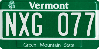 VT license plate NXG077