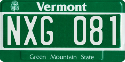 VT license plate NXG081