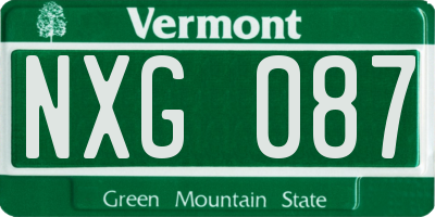 VT license plate NXG087