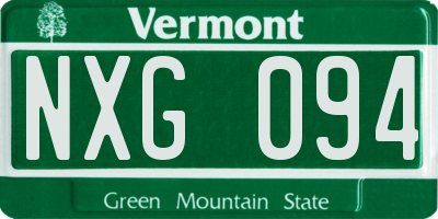 VT license plate NXG094