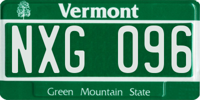 VT license plate NXG096