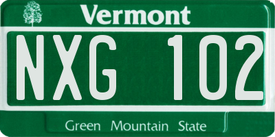 VT license plate NXG102