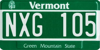 VT license plate NXG105