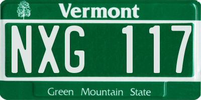 VT license plate NXG117