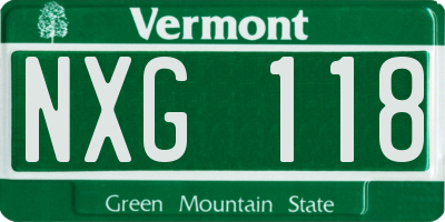 VT license plate NXG118