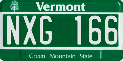 VT license plate NXG166