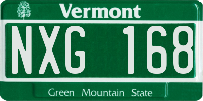 VT license plate NXG168
